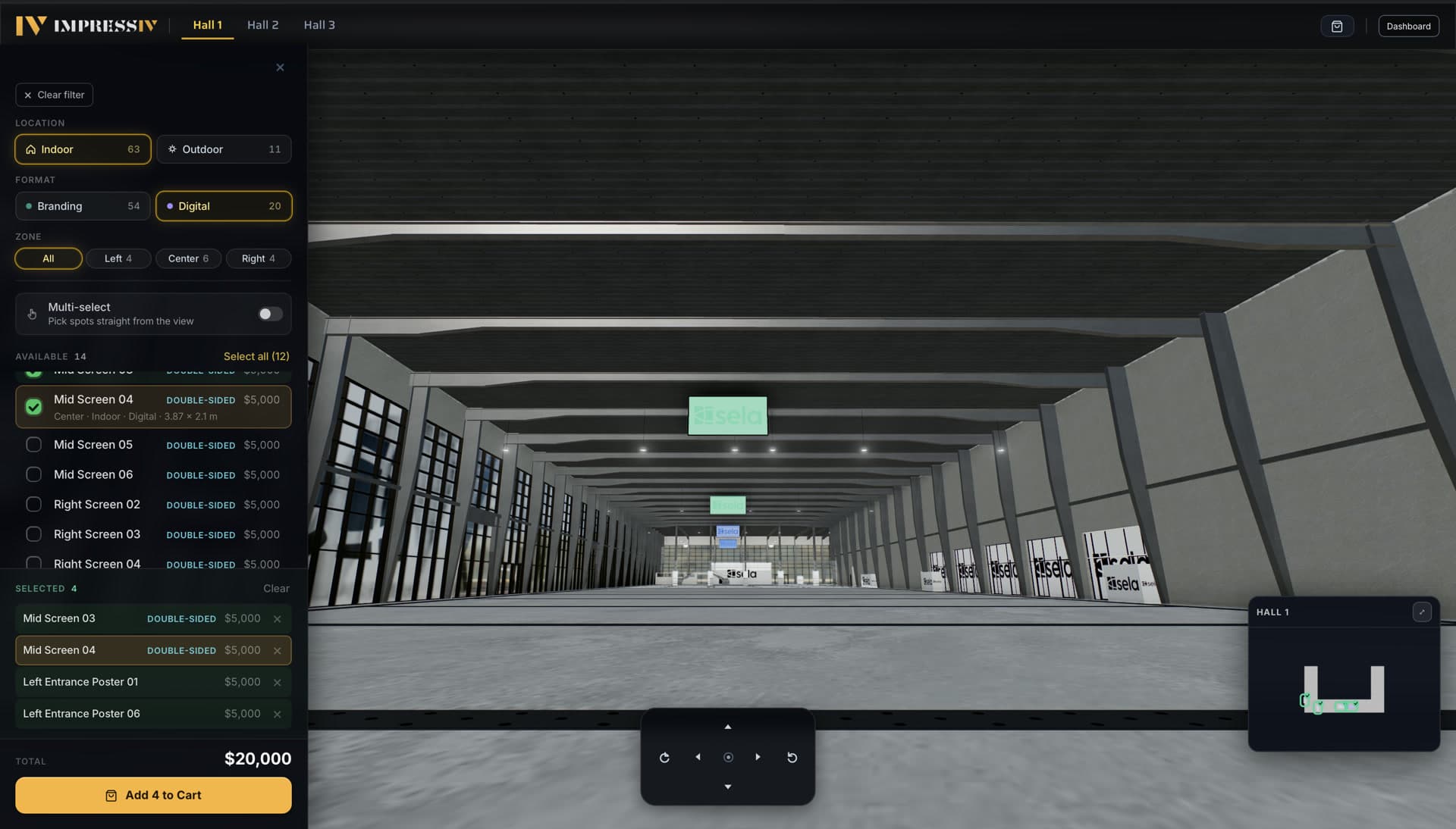 ImpressIV: walking Hall 1 in the browser with bookable ad spots in view